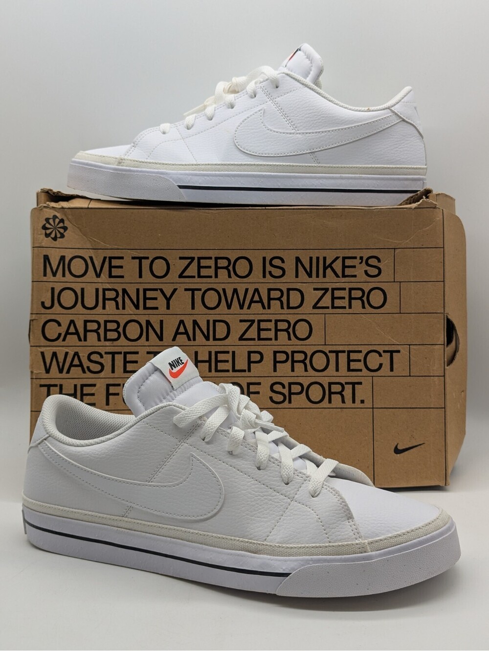 Mens Size 12 Nike Court Legacy NN White Black Leather Shoes Sneakers DH3162-101